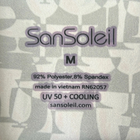 San Soleil SolCool Performance Quarter Zip Golf/Tennis Top Martini Print Size M - Picture 3 of 6
